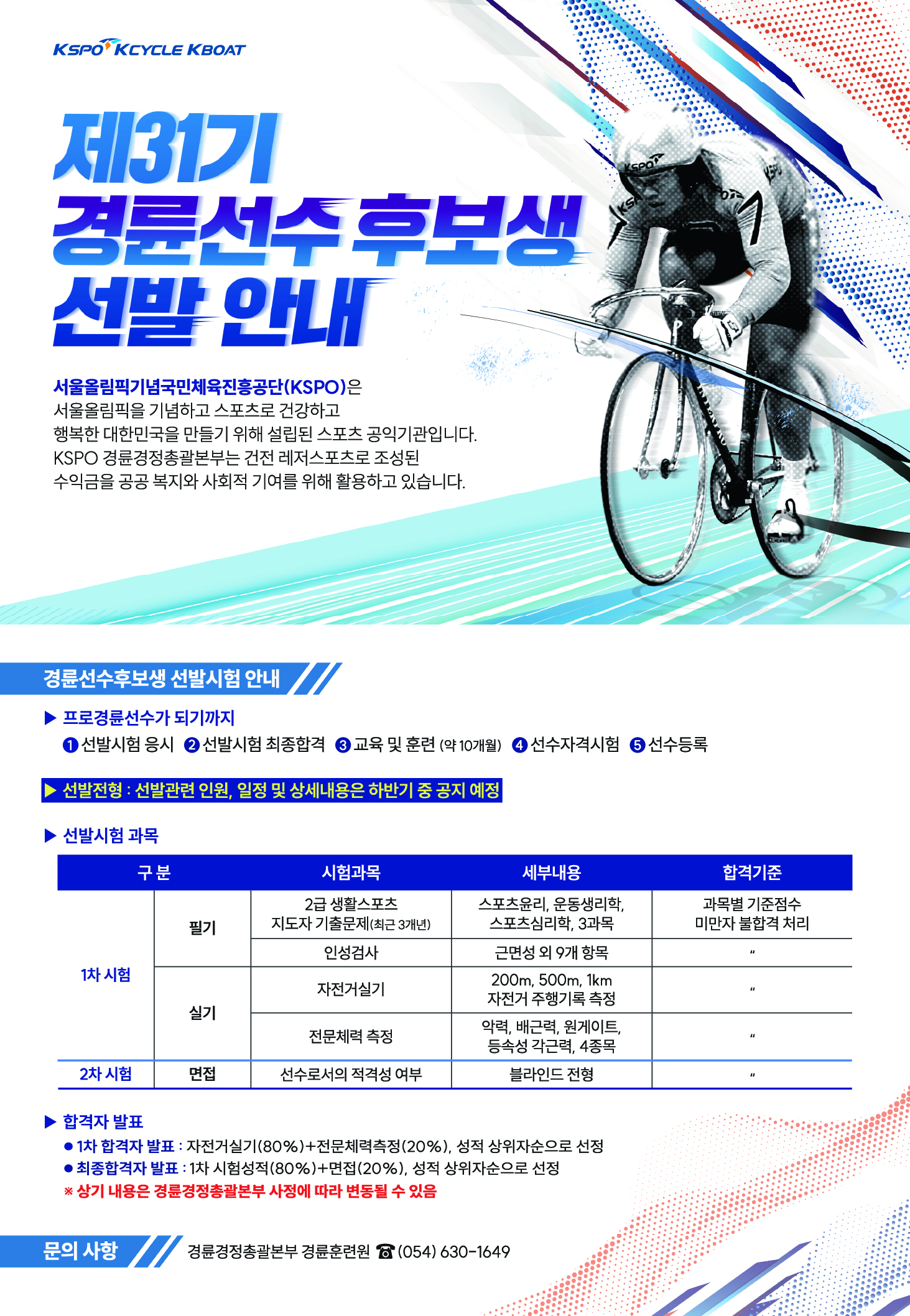 250416_경륜훈련원 선수 모집 홍보 포스터_최종